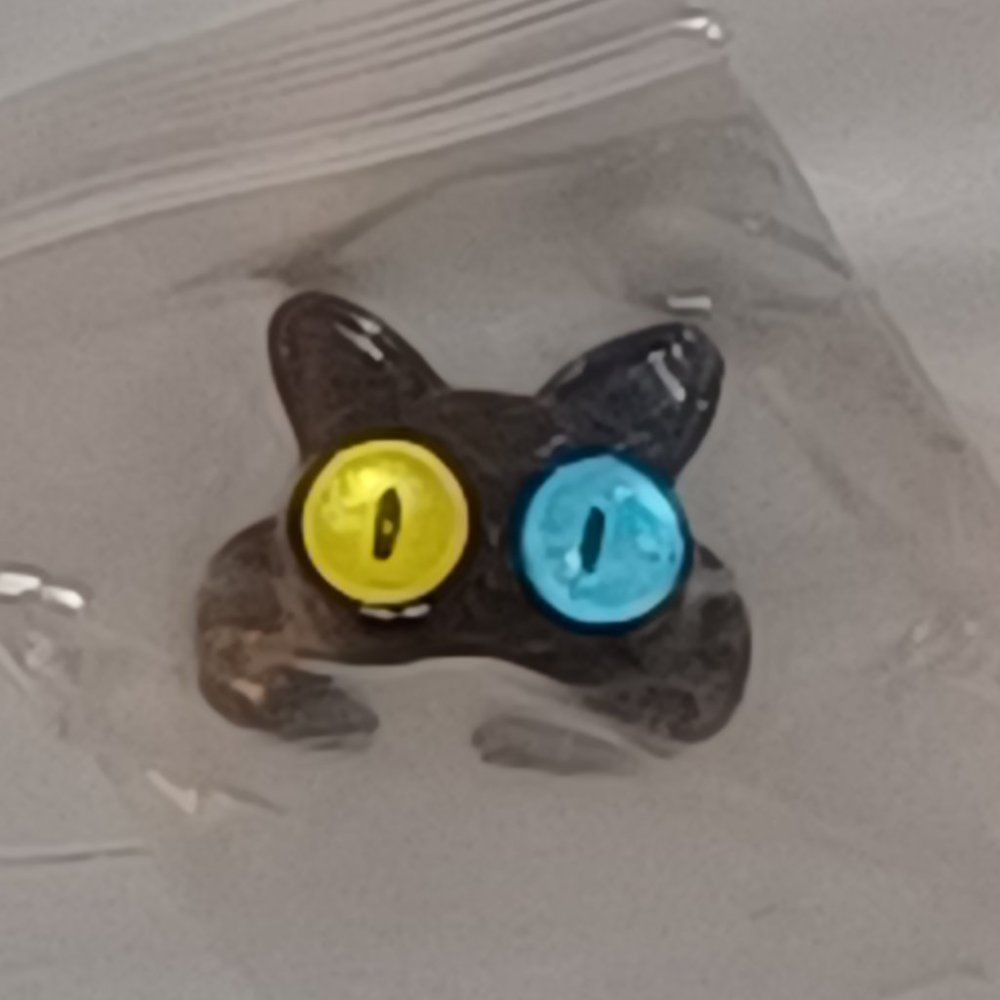 NWT Women's Black Cat's Eyes Ring Blue Yellow Eyes Halloween Goth Adjustable